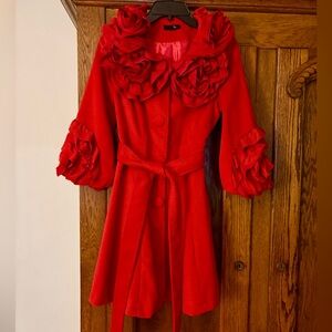 Ryu Red Floral Coat with Belt